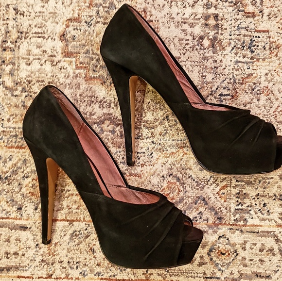Aldo Suede Peep Toe Heels - Picture 3 of 6